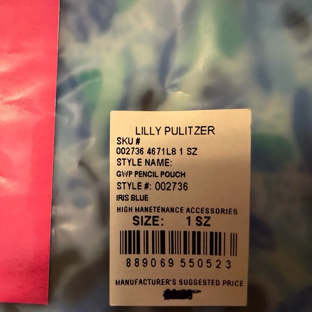 NEW Lilly Pulitzer Pencil Pouch Iris Blue High Manetenance GWP